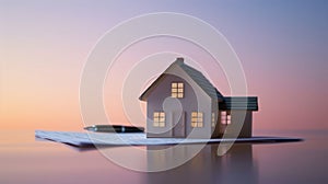 Tranquil scene of a small house model, document