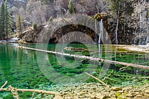 Tranquil scene of Spring at Hanging Lake Waterfall, Colorado, USA