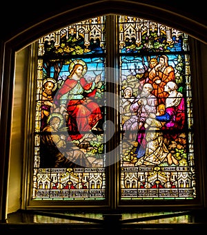 Tranquil Scene in Stained Glass Window