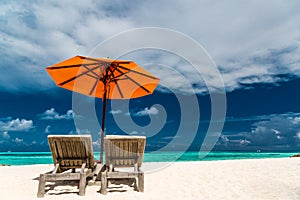 Tranquil scenery, relaxing beach, tropical landscape design. Summer vacation travel holiday design