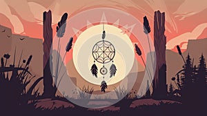 Tranquil Shamanic Dreamcatcher in a Minimalist Setting