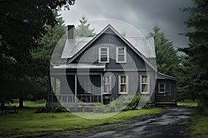 Tranquil Simple gray house. Generate Ai