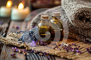 Tranquil Spa Ambiance with Candles, Flowers, and Towels