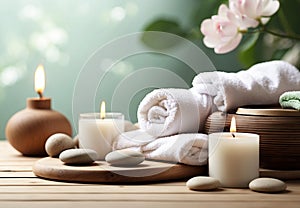 Tranquil Spa Retreat: Zen Stones, Candles, and Flowers