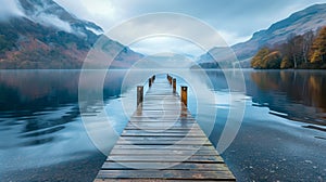 Tranquil Spring Time at a Secluded Lake With a Wooden Dock