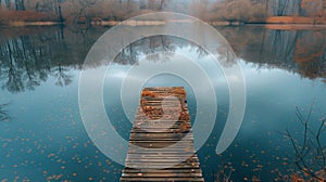 Tranquil Spring Time at a Secluded Lake With a Wooden Dock