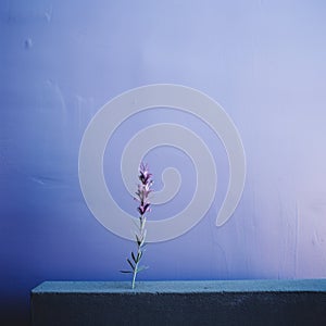 Tranquil Still Life: Minimalist Purple Wall With Conceptual Minimalism