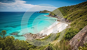 A tranquil summer journey to a tropical turquoise coastline paradise generated by AI