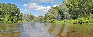 Tranquil summer landscape with panoramic forest river