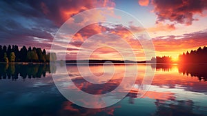 Tranquil sunrise over a serene lake. Generative Ai.NO.03