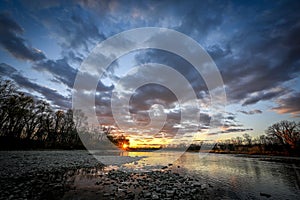 Tranquil sunset over the Maumee river, Ohio