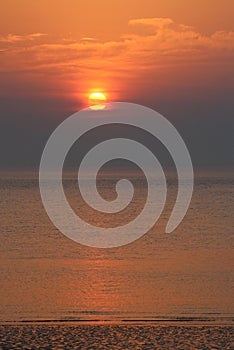 Tranquil sunset over waters of Morecambe Bay