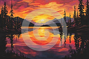Tranquil Sunset Reflections Pattern with Warm Tones and Serene Vibes