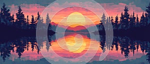 Tranquil Sunset Reflections Pattern with Warm Tones and Serene Vibes