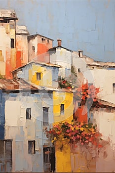 Tranquil Tuscany: A Serene Cityscape of Sparse Buildings, Vibran