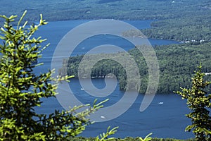 Tranquil view of Lake Sunapee in summertime, Newbury, New Hampshire. photo