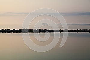 Tranquil Waterscape at Dawn with Island View in Ohio