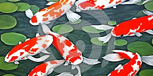 Tranquil Waterscapes: Serene Digital Koi Fish Art Collection