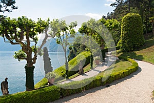 Tranquil winding path along the shore of lake Como