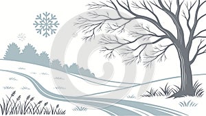 Tranquil Winter Path: Snowy Forest Scene, vector design Generative AI