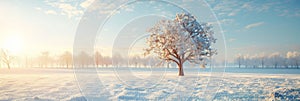 Tranquil winter sunrise landscape, perfect for serene and peaceful morning background visuals