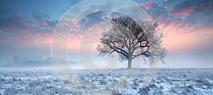 Tranquil winter sunrise, a serene and picturesque background for a peaceful morning scene