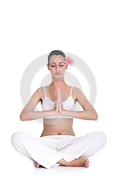 Tranquil woman meditating photo