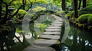 A tranquil zen path leading to a place of deep reflection