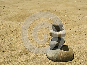 Tranquility stones on the beach