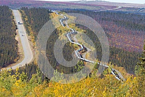 Trans-Alaska pipeline along Dalton highway to Pudhoe bay in Alaska