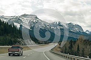 Trans-Canada highway in Banff National Park, showing the wildlife crossing overpass