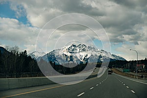 Trans-Canada highway in Banff National Park, showing the wildlife crossing overpass