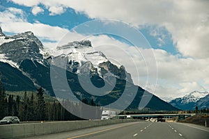 Trans-Canada highway in Banff National Park, showing the wildlife crossing overpass