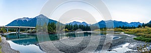 Trans-Canada Highway bridge over the Bow River. Banff National Park, Canadian Rockies, Alberta, Canada.