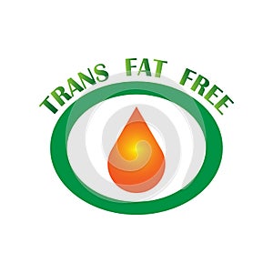 Trans fat free drop. Vegan food logo. Vector illustration. stock image.