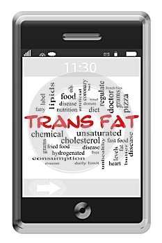 Trans Fat Word Cloud Concept on Touchscreen Phone
