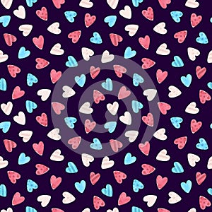 Trans pride - seamless pattern with cute hearts. LGBT art, rainbow clipart