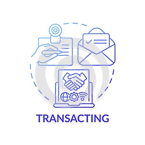 Transacting dark gradient blue concept icon