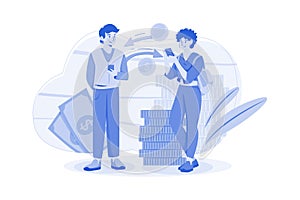 Transaction In Cryptocurrency Illustration concept on white background