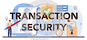 Transaction security typographic header. Real estate industry. Safe property