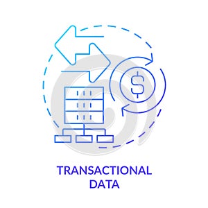 Transactional data blue gradient concept icon