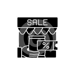 Transactional marketing black glyph icon