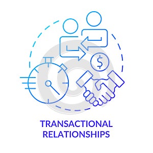 Transactional relationships blue gradient concept icon
