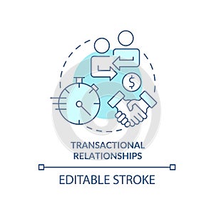 Transactional relationships turquoise concept icon