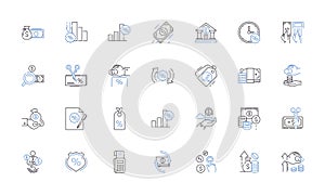 Transactions line icons collection. Exchange, Procurement, Payment, Commerce, Transfer, Sale, Barter vector and linear