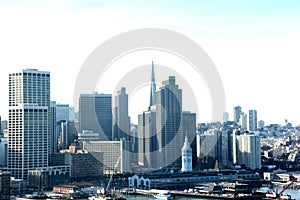 Transamerica Pyramid and adjacent tall buildings, San Francisco, California, USA