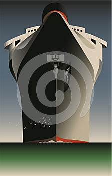 Transatlantic liner. Vector illustration of a ship.