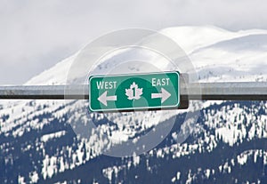 TransCanada Highway sign with mountain photo