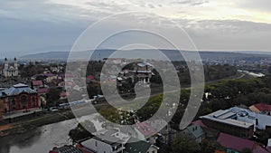 Transcarpathia Uzhhorod Ukraine Europe old town in upper view of the city Uzhgorod