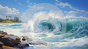 Transcendent Wave: A Photorealistic Painting Inspired By Zohar Flax